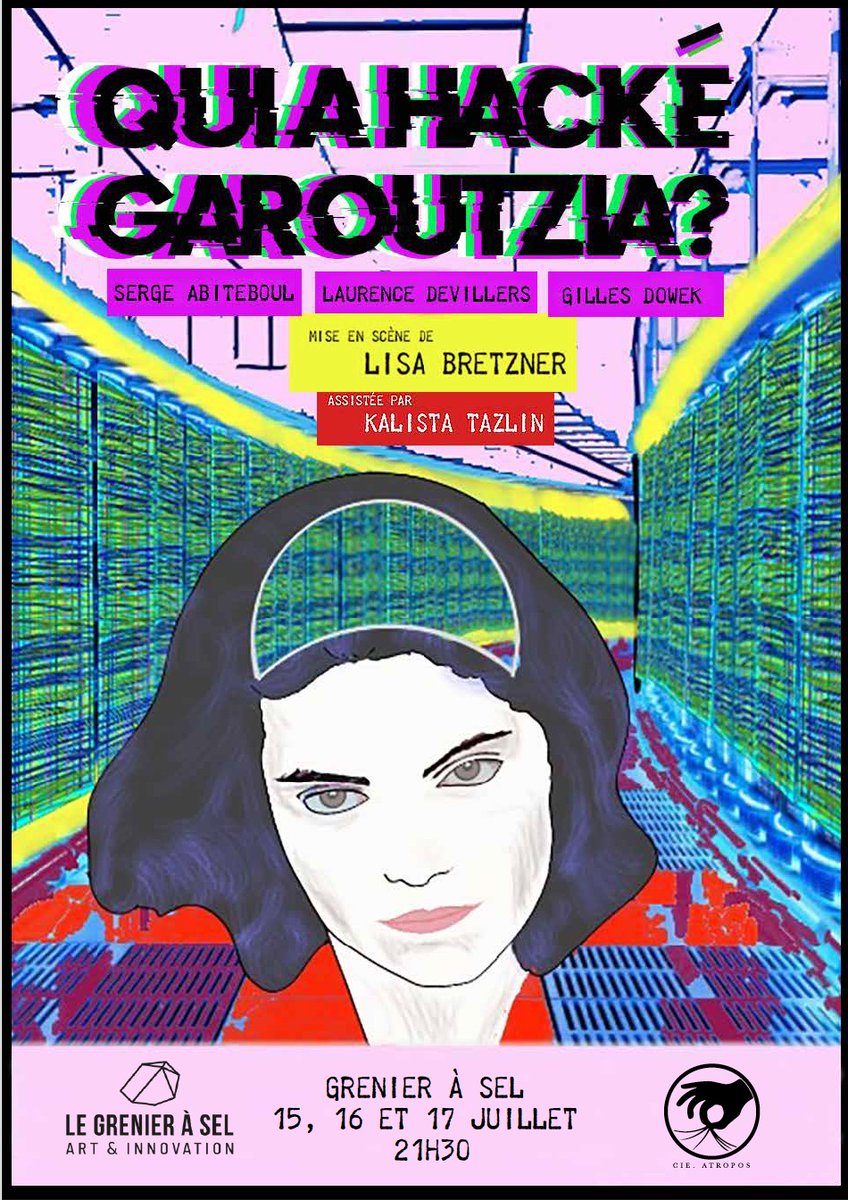 sergeabiteboul's tweet photo. Teaser : Après le festival d'Avignon et plusieurs villes en France, " Qui a hacké Garoutzia ?" arrive  à Paris. Les mardis soirs à 19h30, du 24 septembre au  31 décembre inclus. Sauf le 26/11 (à Nancy) et  le 24/12.  Aux Enfants du Paradis (à côté des Folies Bergères) https://t.co/Kwk5k5TtwR
