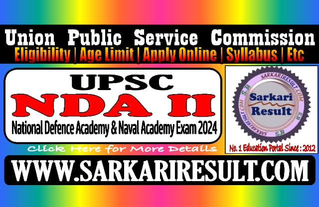 UPSC NDA II Recruitment 2024 
👉Total : 404 Post
👉Last Date : 04/06/2024
#SarkariREsult #UPSC 
Click to KNow More & Apply Online : 
sarkariresult.com/upsc/upsc-nda-…