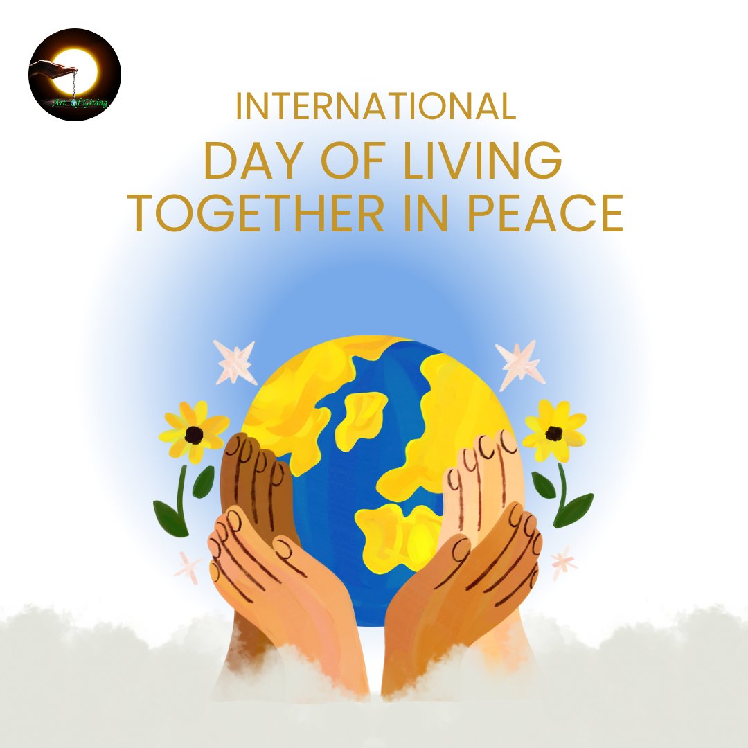Happy International Day of Living Together in Peace from #ArtOfGiving! Today, we celebrate the power of unity, understanding, and compassion to build a peaceful world. Let's create a world where everyone can live together in peace and harmony. . . . . . . #LivingTogetherInPeace