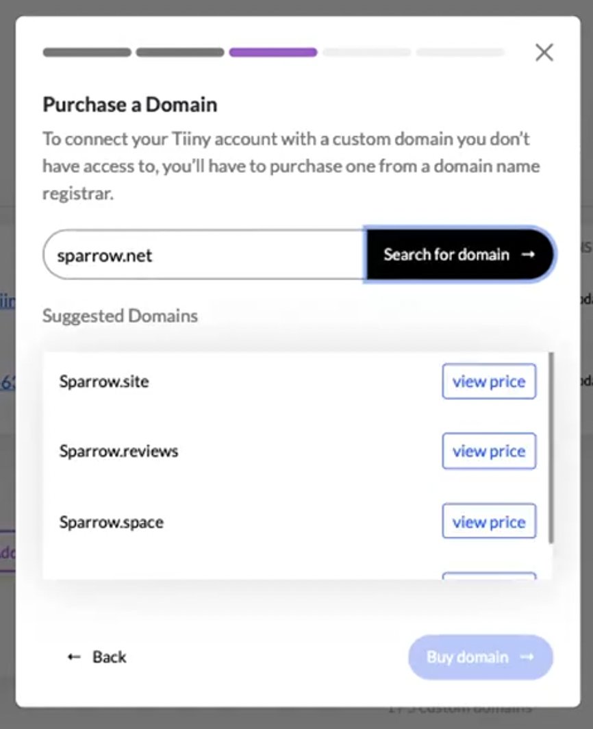 You'll soon be able to buy custom domains through Tiiny 😏...