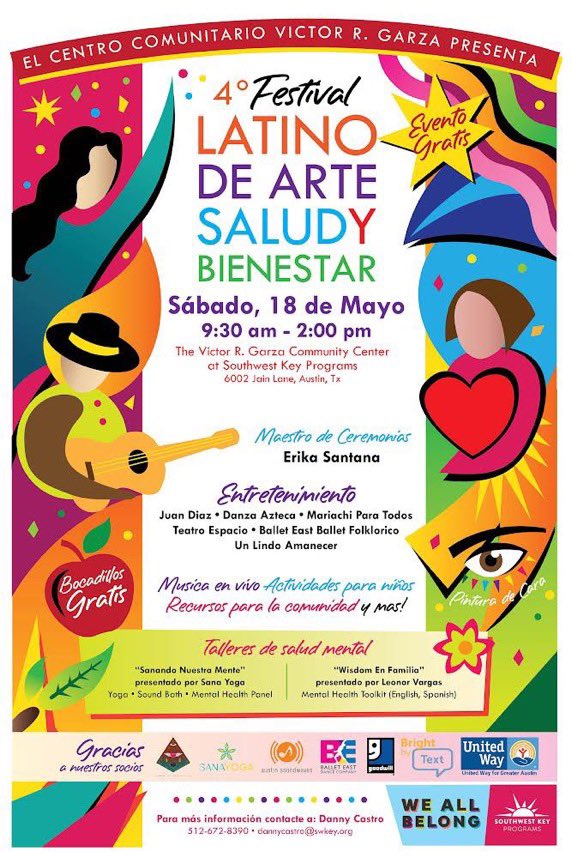 Festival de Arte, Salud y Bienestar Latino! Únete a nosotros para un día increíble de música gratuita, arte, comida y increíbles recursos comunitarios. ¡No te pierdas esta vibrante celebración! ¡Marca tus calendarios ahora! Consulta el volante! #WisdomEnFamilias