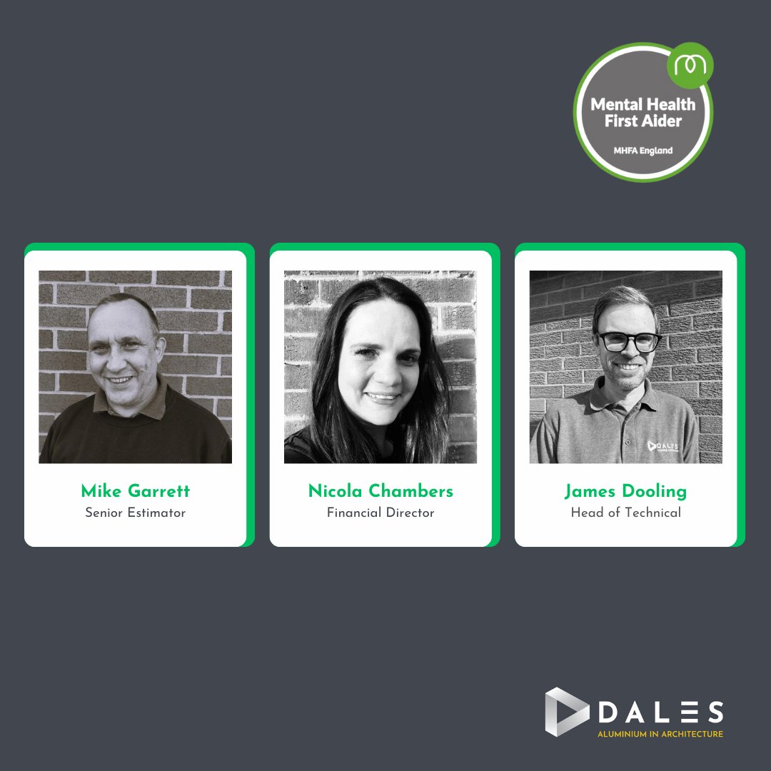 It's #MentalHealthAwarenessweek 🙌 

At Dales, we wanted to take this opportunity to celebrate and highlight our Mental Health First Aiders. 

Our MHFAs have all attended specialised mental health training, and are there to offer support to those who may need it. <a href="/MHFAEngland/">MHFA England®</a>