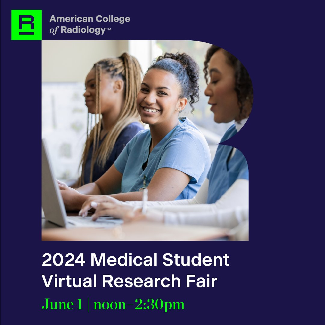 We invite #MedStudents to join our second annual Virtual Research Fair! ✅ Present and discuss projects ✅ Network with peers ✅ Learn more about radiology Registration | bit.ly/4aAAmJH