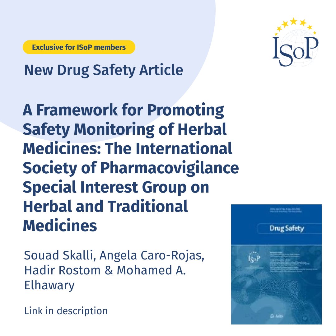 Exciting news for #HerbalMedicine safety! 🌿 Our latest article in #DrugSafety, presents a comprehensive framework for monitoring the safety of herbal medicines 💊 . Authored by Souad Skalli, Angela Caro-Rojas, Hadir Rostom & Mohamed A. Elhawary 👉 link.springer.com/article/10.100…