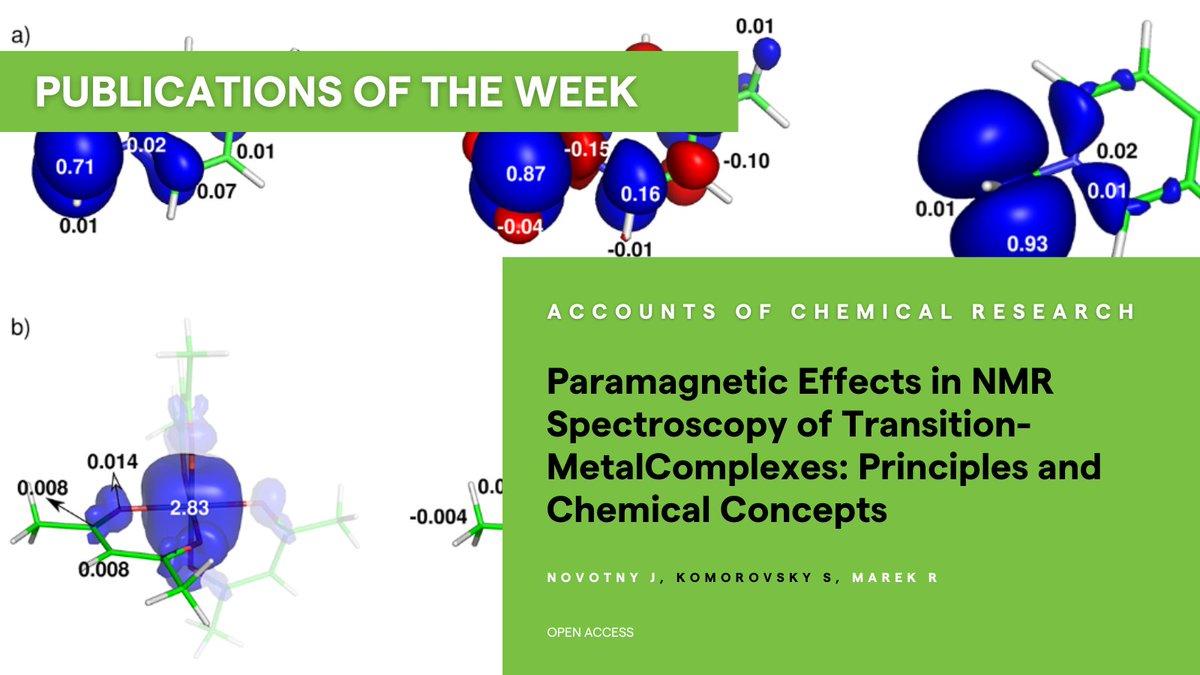 📗 #PublicationsOfTheWeek: 'Paramagnetic Effects in NMR Spectroscopy of Transition-MetalComplexes: Principles and Chemical Concepts' in Accounts of Chemical Research, @ACSPublications 🔬 Research Group: @LabMarek See more 👉 pubs.acs.org/doi/epdf/10.10… #CEITECScience