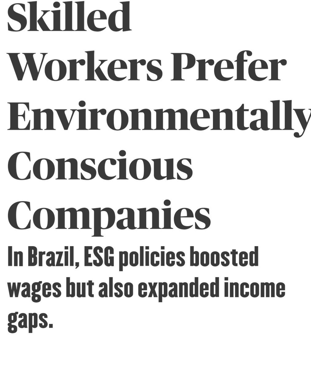1/2

Práticas ESG, na aparência 'progressistas/modernas', alimentam segmentação ?

No Brasil, a adoção de politicas ESG pelas firmas, pode ser uma estratégia para tornar–se + atrativas para trabalhadores altamente qualificados?

Resultados de pesquisa indica q sim.