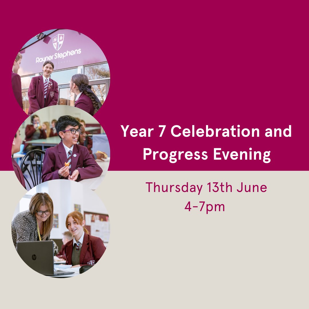 Save the date! Year 7 Celebration and Progress evening will be on 13th June from 4-7pm. Letters will be going out with more details next week.
