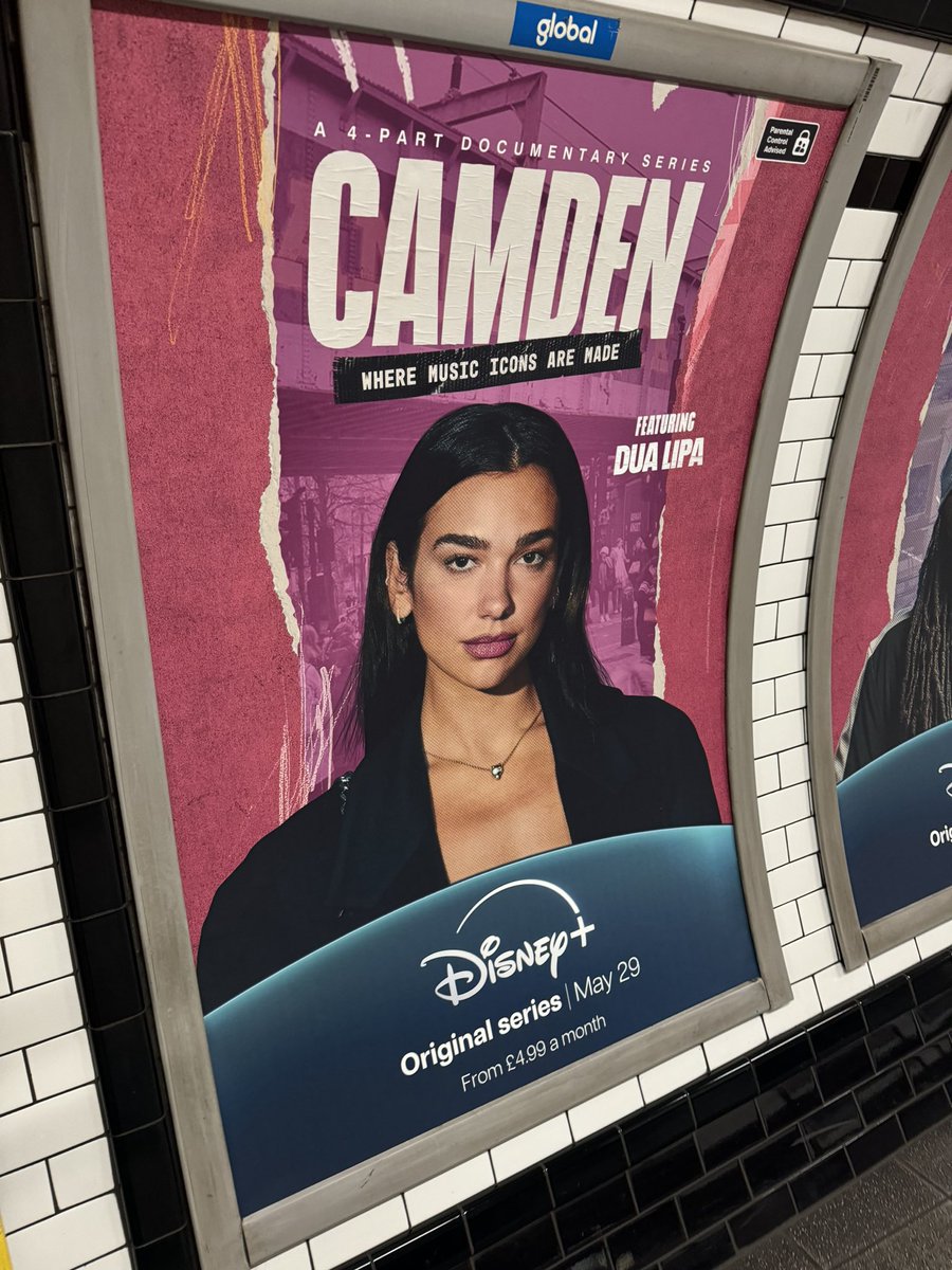 📸 | New billboard spotted in London promoting the upcoming “Camden” @DisneyPlus documentary featuring @DUALIPA! (Via @lwtsukis)