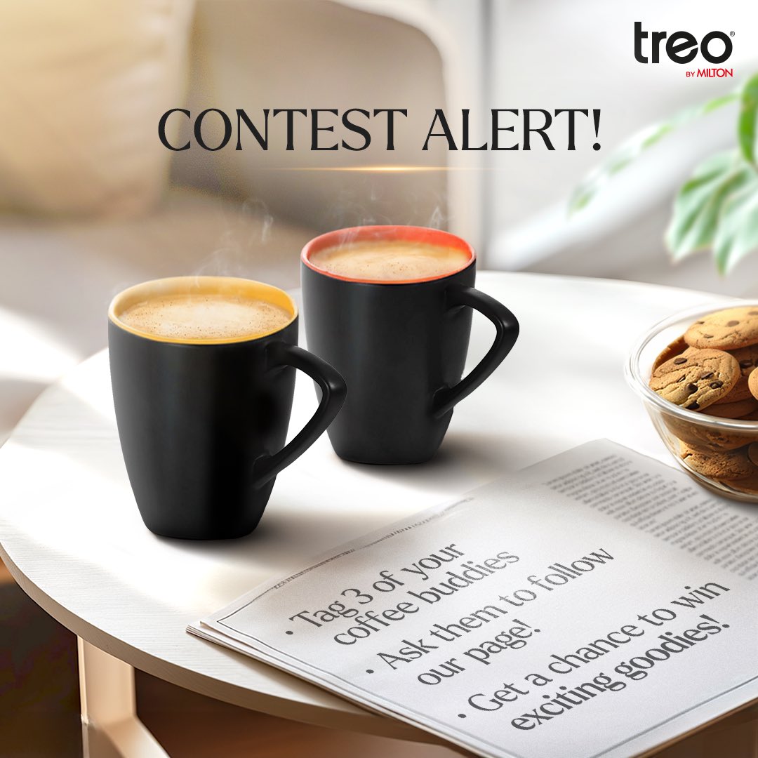Start your day with #Coffee, Conversation, &amp;  a #Contest! Participate &amp; win of some Treo goodies :)
Follow the steps:
Tag 3 friends
Make sure you and your friends follow @treo_by_milton
Stand a chance to win Treo goodies 
The contest ends on 18th May 2024.
#TreobyMilton #Treo