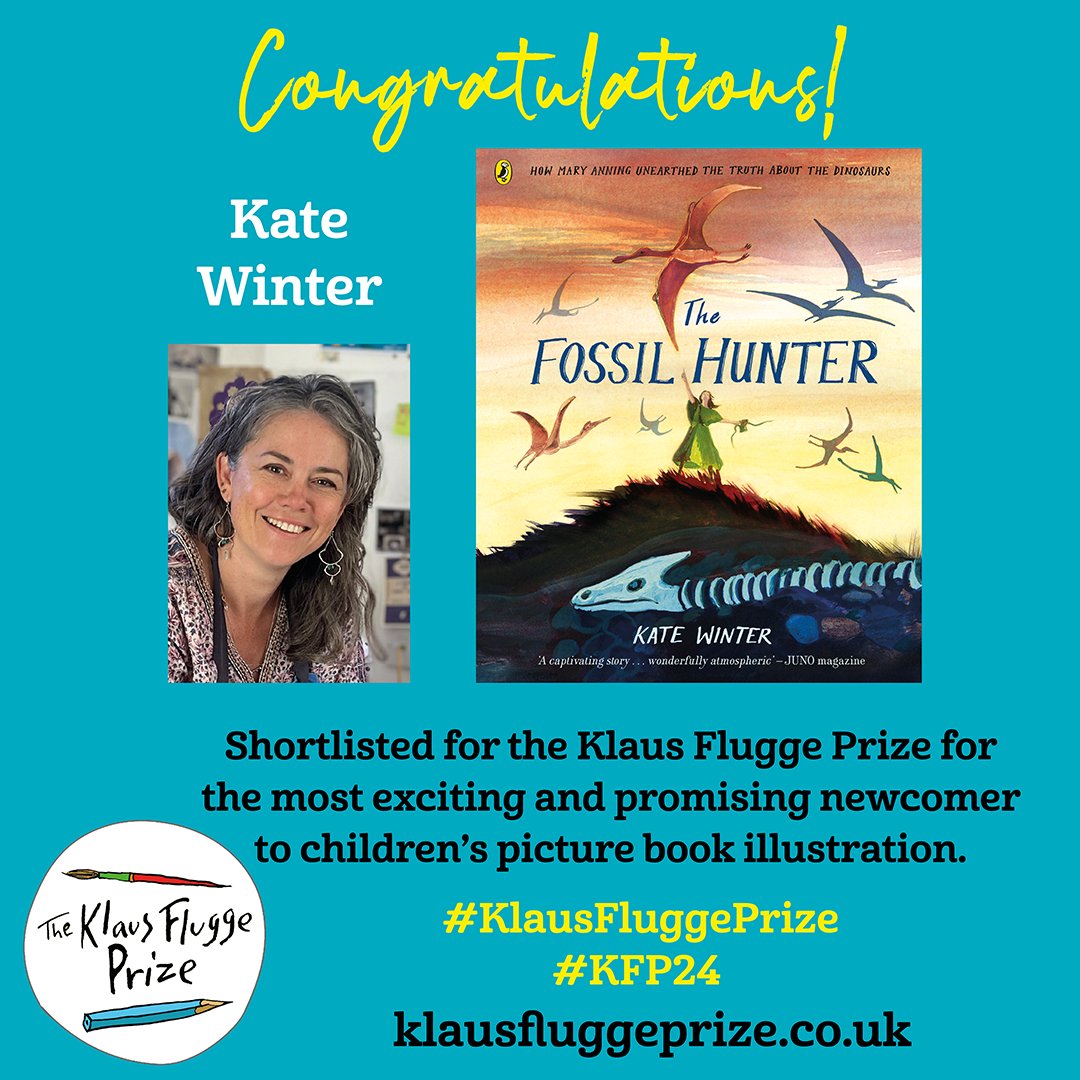 Congratulations Kate Winter @KaKatewinter, shortlisted for the 2024 #KlausFluggePrize for most exciting newcomer to #picturebook #illustration @PuffinBooks. The Fossil Hunter is a beautiful book, say our judges, who admire Kate's observational skills klausfluggeprize.co.uk