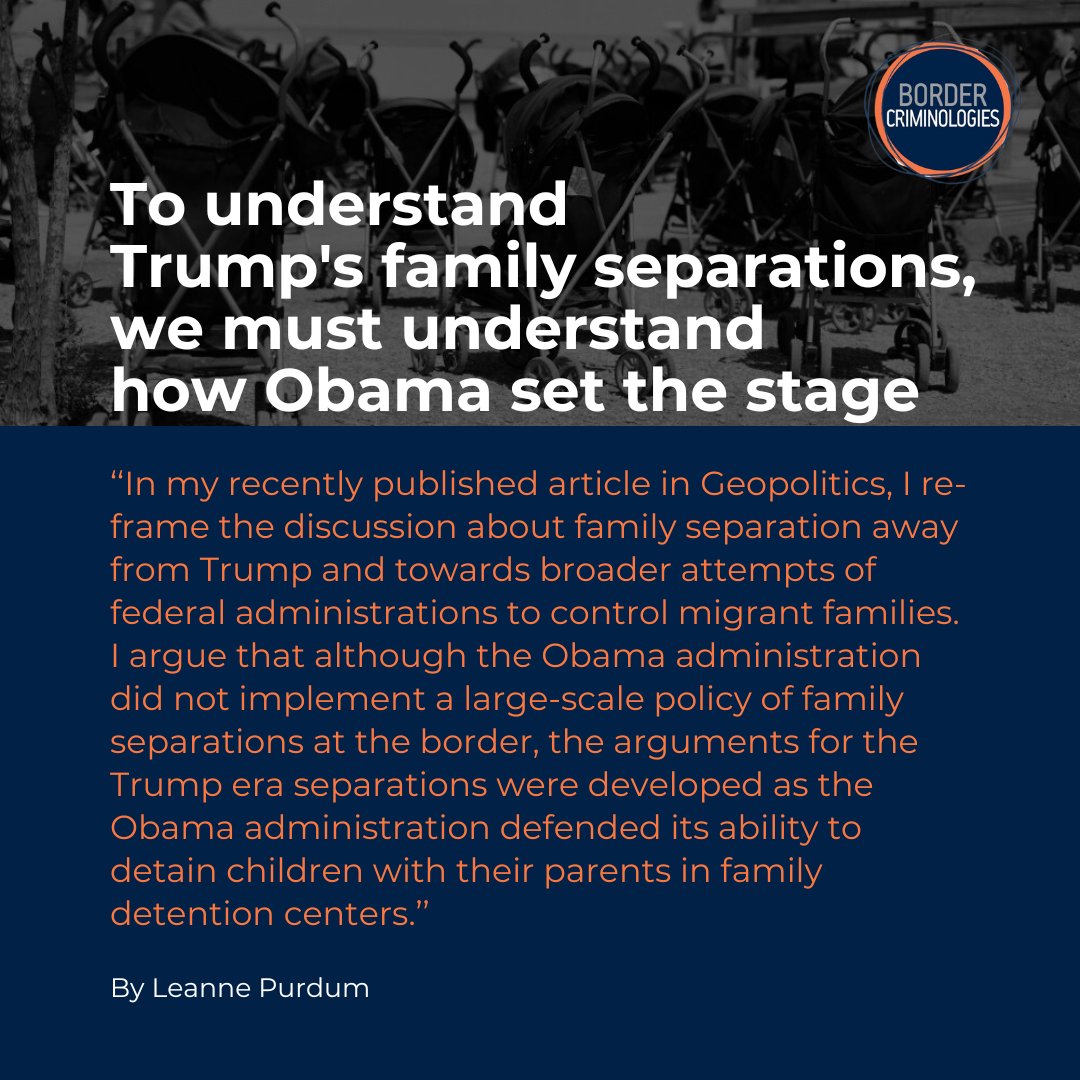 [New Blog 🖊️] Dr. Leanne Purdum's analysis highlights the roots of Trump's family separation policy in Obama-era immigration strategies, from threats of separation, legal battles over detention, to the 20-day limit on family detention. Don't miss out: blogs.law.ox.ac.uk/border-crimino…