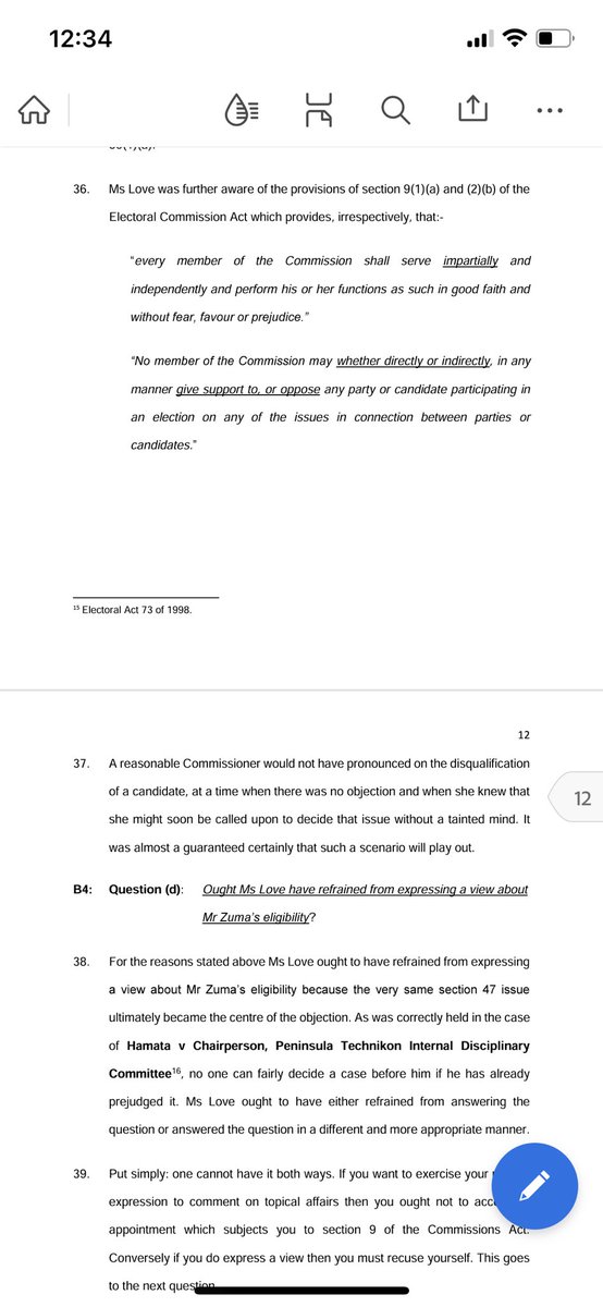 The respondents in the IEC v MK matter have submitted that the statements made by Love are identical to the reasons provided by the IEC for upholding the objections against Zuma. They add that Love didn’t simply relay a legal position but applied Zuma’s facts to the law #sabcnews