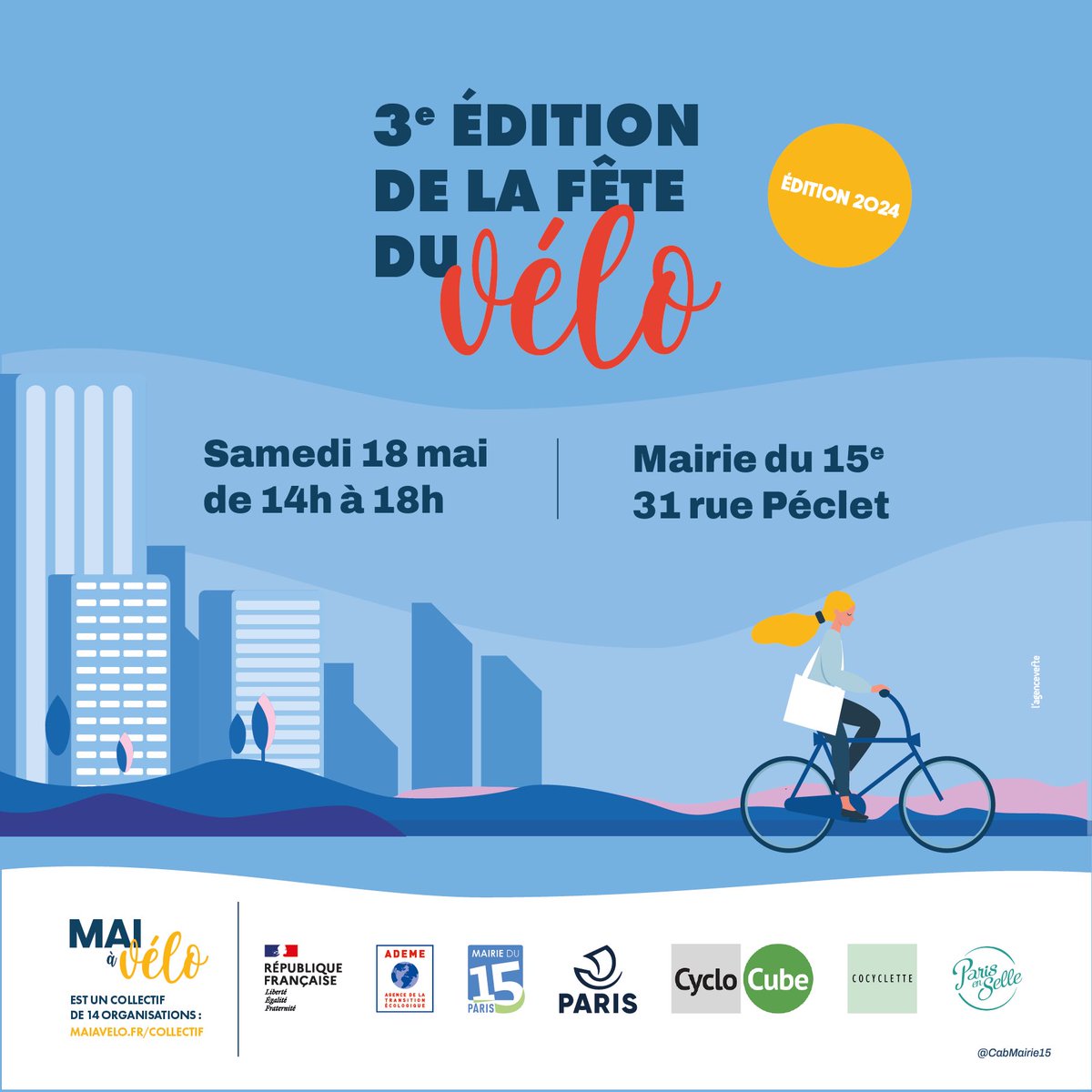 Rdv samedi 18 mai pour le fête du vélo paris 15 ! Avec votre 🚲