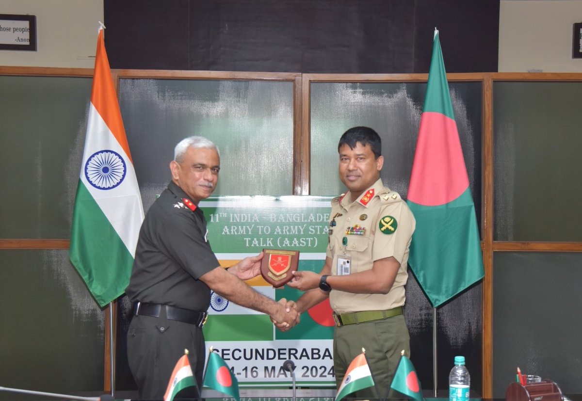 The 11th Army to Army Staff Talks #AAST between #India and #Bangladesh commenced in #Secunderabad. The #AAST will discuss the contours of further enhancing Defence Cooperation & positive engagements between the two Armies.

#DefenceCooperation
#IndiaBangladeshFriendship🇮🇳🇧🇩