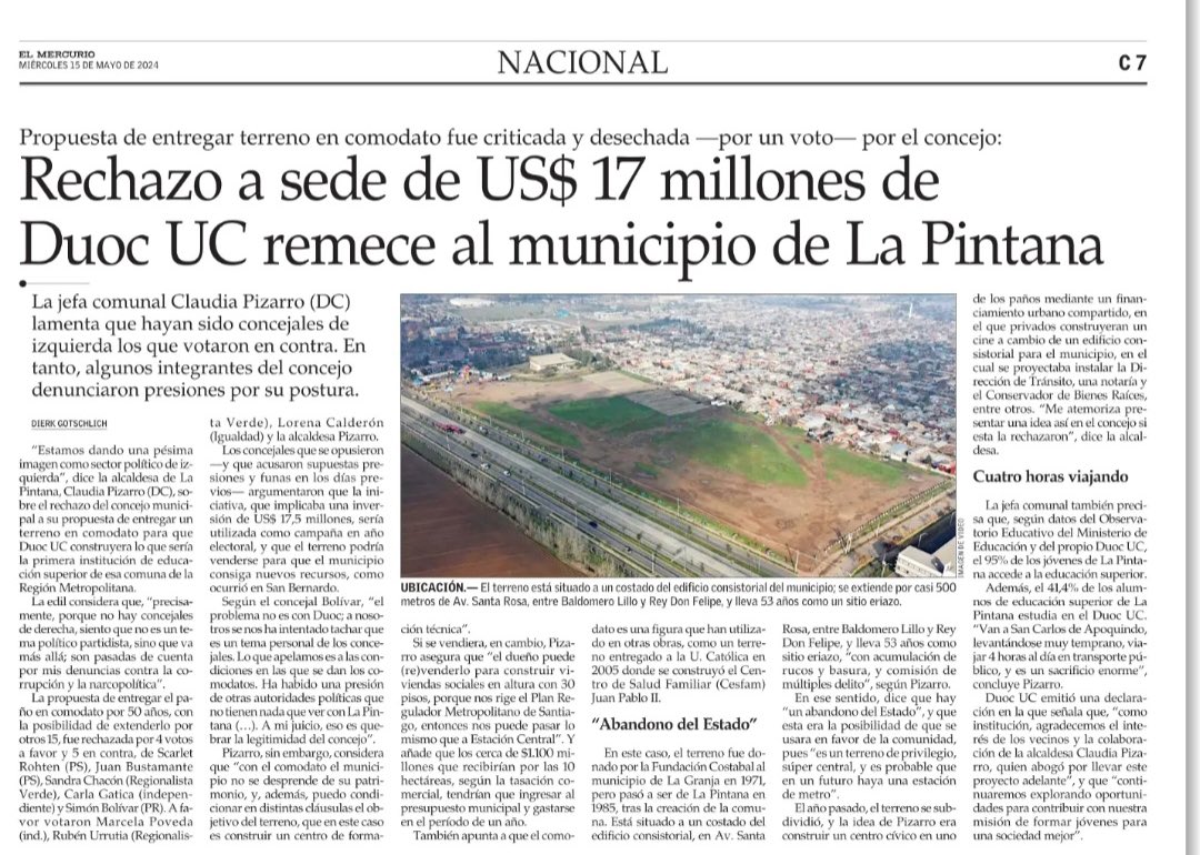 El daño que le hicieron a La Pintana con el rechazo al Duoc UC es descomunal. Quienes negaron este proyecto deben una explicación a los vecinos. Esta gestión municipal seguirá trabajando por #LaPintanaDelFuturo 💜🦋