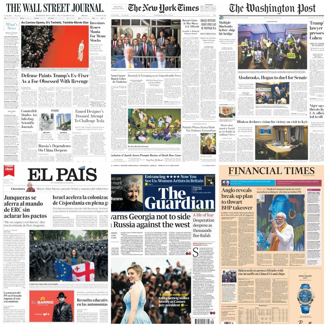 Periódicos en el mundo... #TheWallstreetJournal #Thenewyorktimes #Thewashingtonpost #TheGuardian #ElPaís #Financialtimes #news #newspaper #may15