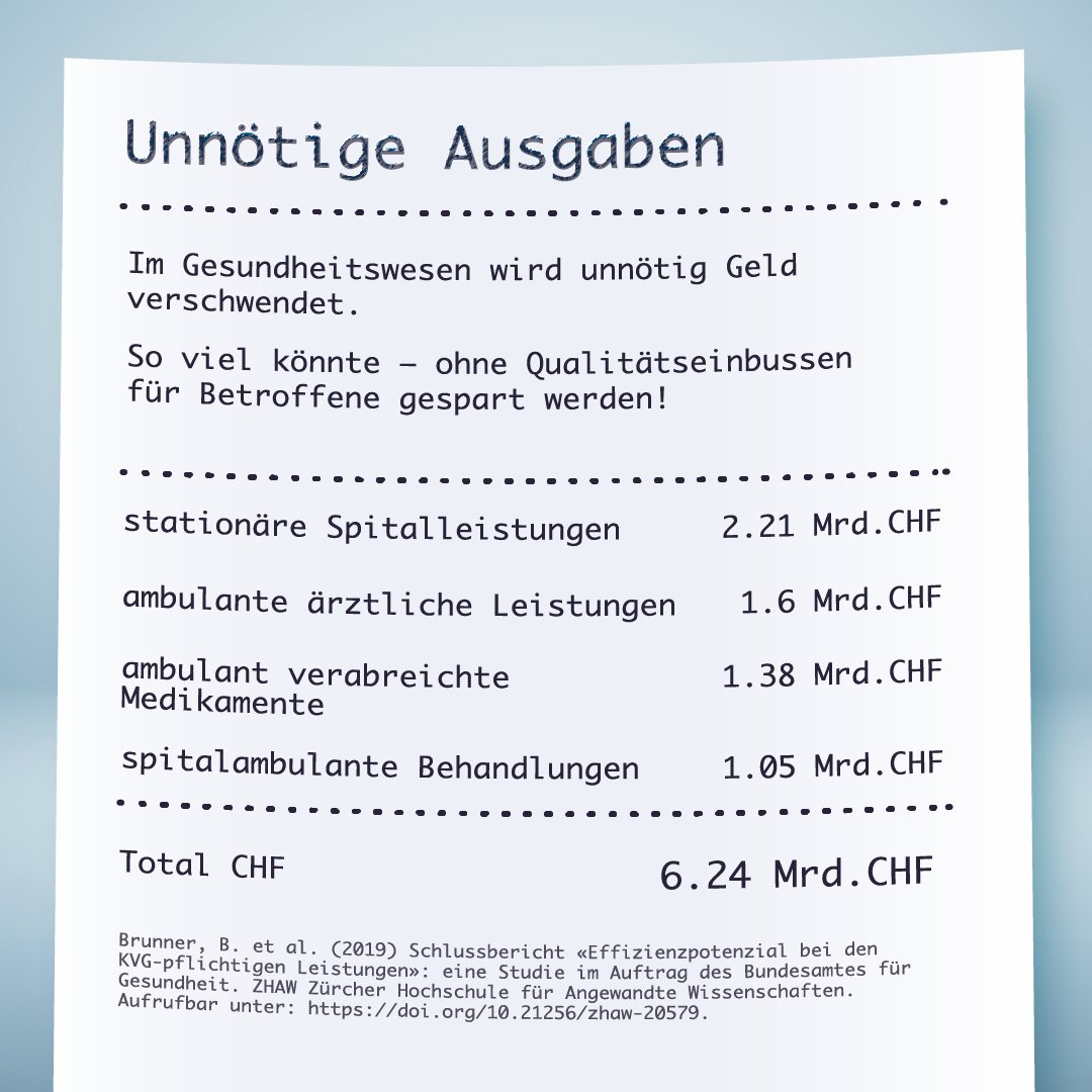 Medikamentenverschwendung, doppelte Behandlungen und Ineffizienten lassen die Krankenkassenprämien immer weiter explodieren.🤯 Mit unserer Kostenbremse-Initiative bereiten wir diesem Spiel ein Ende und stoppen die Prämienexplosion! 👉JA zur Kostenbremse am 9. Juni!