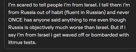 i think the problem is not that israelis are getting bad treatment 

THE PROBLEM IS RUSSIANS ARE NOT GETTING ENOUGH