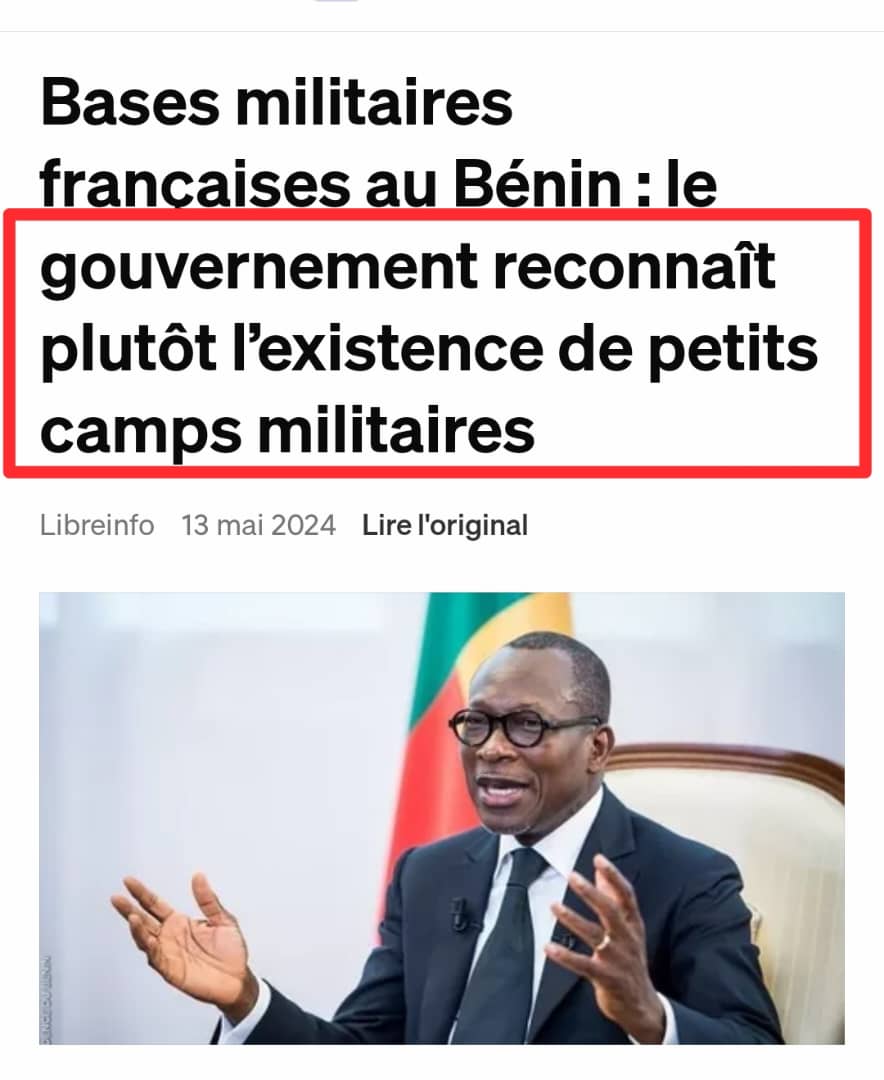 Bases militaires françaises au benin 
Le gouvernement beninois reconnaît plutôt l'existence de petits camps militaires donc il ya même des petits camps ? Le ridicule ne tue pas 
Pourtant ils nous ont traité de toute les noms