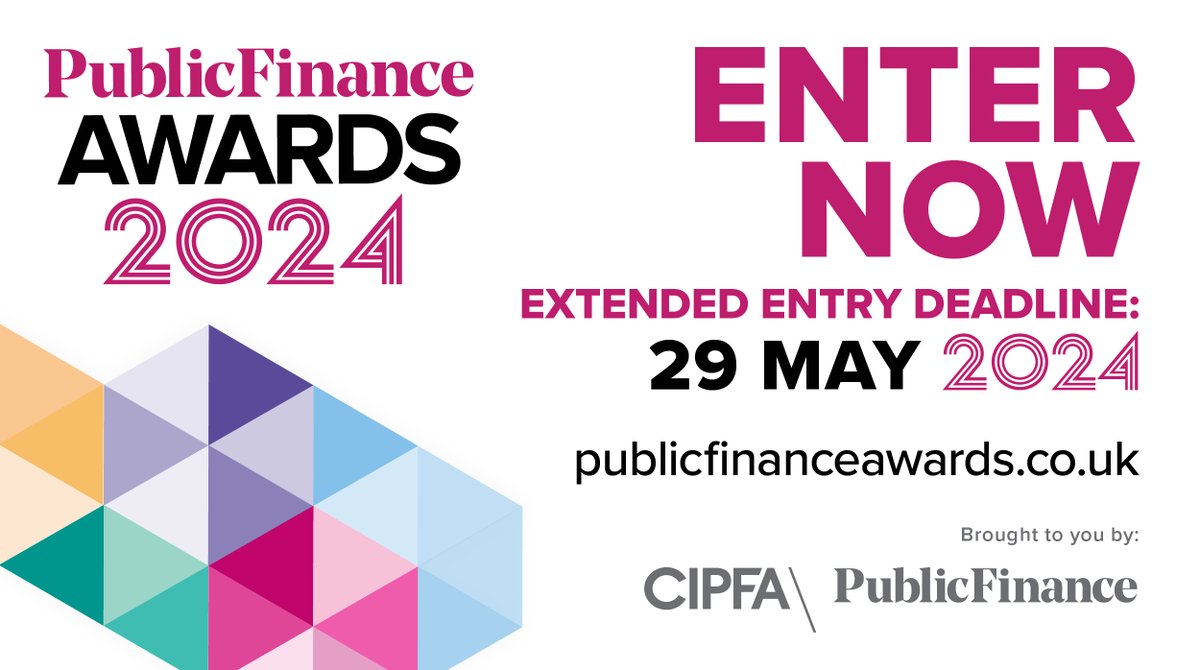 Exciting news! The entry deadline for @CIPFA #pfawards24 has been EXTENDED until 29 May, giving you two extra weeks to submit your entries. Don’t miss out on the opportunity to be rewarded for your achievements in the sector. Enter now: publicfinanceawards.co.uk