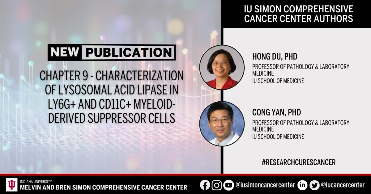 A new article was published in Methods in Cell Biology by the cancer center’s Hong Du, PhD, and Cong Yan, PhD. Learn more: ow.ly/A7xM50RsQkl. #ResearchCuresCancer #NCIcomprehensive