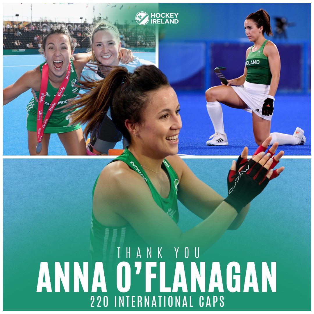 𝙏𝙝𝙖𝙣𝙠 𝙮𝙤𝙪, 𝘼𝙣𝙣𝙖 𝙊'𝙁𝙡𝙖𝙣𝙖𝙜𝙖𝙣 Today, Anna announces her retirement from International hockey. Since making her senior debut in 2010, Anna earned 220 caps, becoming Ireland's All Time Top Goal Scorer in the process. Thank you, Anna.