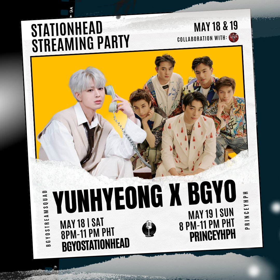 STATIONHEAD COLLABORATION

Hi ACEs! We're back with another streaming party with @PrinceYHph

May 18 
8PM - 11PM
stationhead.com/bgyostationhead

May 19
8PM - 11PM
stationhead.com/princeyhph

#BGYO @BGYO_ph 
#YUNHYEONG #송윤형 @sssong6823 
#ユニョン #宋尹亨 @SONG_LOVE_JP