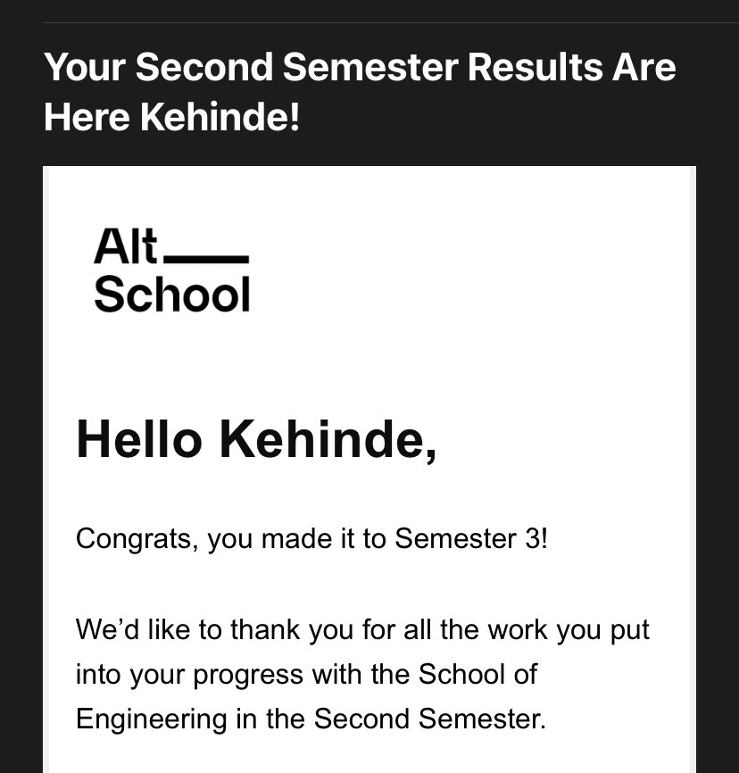 Passed my @AltSchoolAfrica 2nd semester exam… Certified FrontEnd Engineer in view #buildinginpublic
