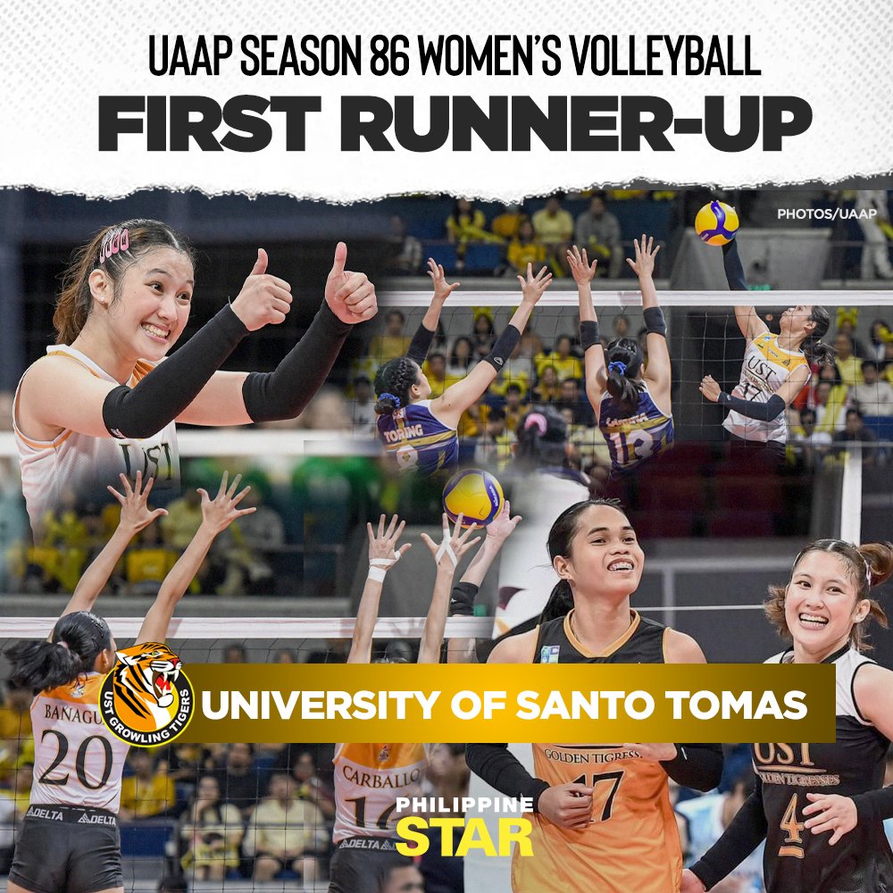 1ST RUNNER-UP BUT STILL ROARING WITH PRIDE! 🐯 The UST Golden Tigresses finished second in the UAAP women’s volleyball after bowing down to the NU Lady Bulldogs in the Game 2 finals at the MOA Arena on Wednesday.