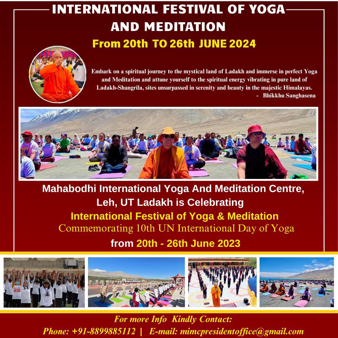 Join us in a global celebration of tranquility and wellness. Find your inner peace at the Festival of Yoga and Meditation, June 20th to 26th June 2024. 🧘‍♀️✨ 

#yogaforall #GlobalYogaGathering #YogaForAll #MindfulMoments #UnityInWellness #PeacefulPractice #YogaJourney