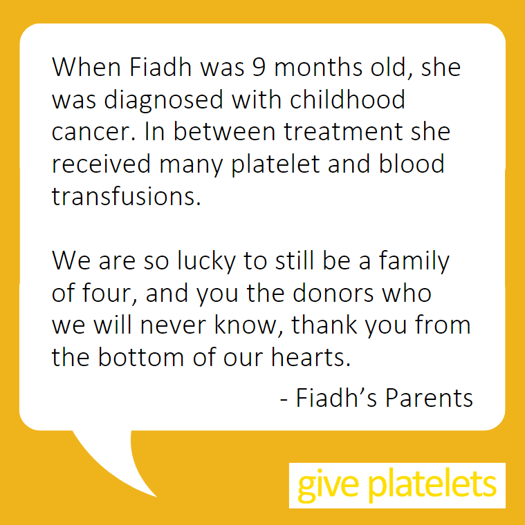 Donating platelets could help save and improve the lives of children like Fiadh. Become a platelet donor in Dublin or Cork - giveblood.ie/platelets/can_…

#GivePlatelets #GiveBlood