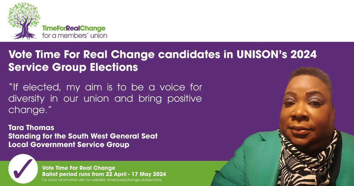 🚨It’s #TimeForRealChange in the #UNISON Service Group elections! The deadline to vote is 5pm this Friday 17th May so find the email and vote online now. Local Government members in the South West - vote for Tara Thomas & Amanda Brown!🗳️✅ #OrganisingToWin #UNISONSGE