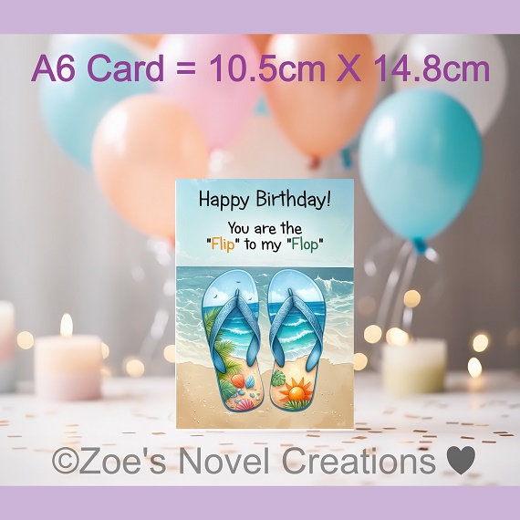 This card is great for a summer birthday. Features a pair of bright flip flops against a serene beach backdrop. Caption reads 'You are the flip to my flop,'
ebay.co.uk/itm/1864430229…
zoesnovelcreations.com/product/birthd…
zoesnovelcreations.etsy.com/listing/171754…
#zoesnovelcreations #birthdaycards #summerbreak