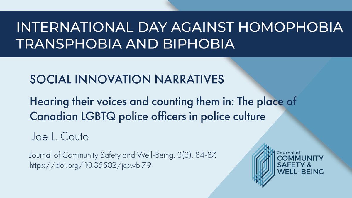 Everyone deserves to be treated with dignity and accepted for who they are. On this International Day Against Homophobia, Transphobia, and Biphobia, we invite you to read this article from our archives: doi.org/10.35502/jcswb…