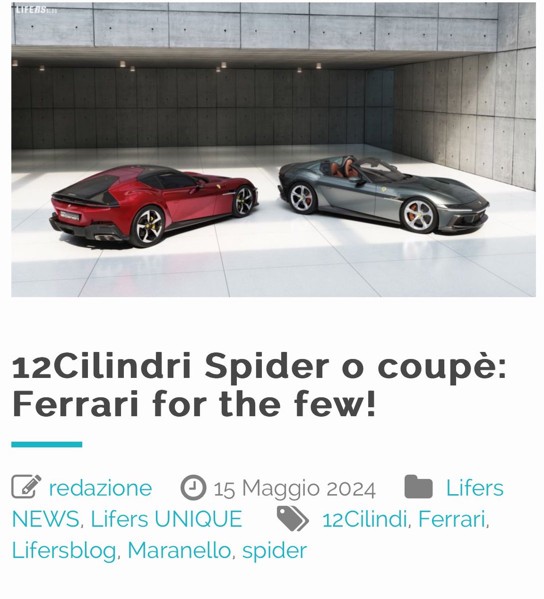lifersblog.com/novita-auto/12… @Ferrari #ferrari #dodicicilindri #spider #coupe #supercar #news #blog #blogger #lifersblog