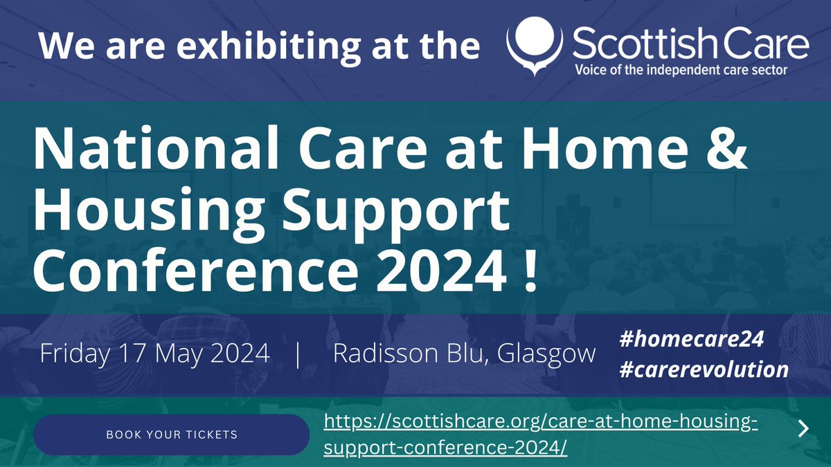 We're looking forward to the <a href="/scottishcare/">Scottish Care</a> National Care at Home &amp; Housing Support Conference on Friday. 

Pop by stand 20 to chat with Joanne Kelsey, SSSC Registration Lead Officer, and Jordan Trench, SSSC Learning &amp; Development Adviser. 

#homecare24 #carerevolution