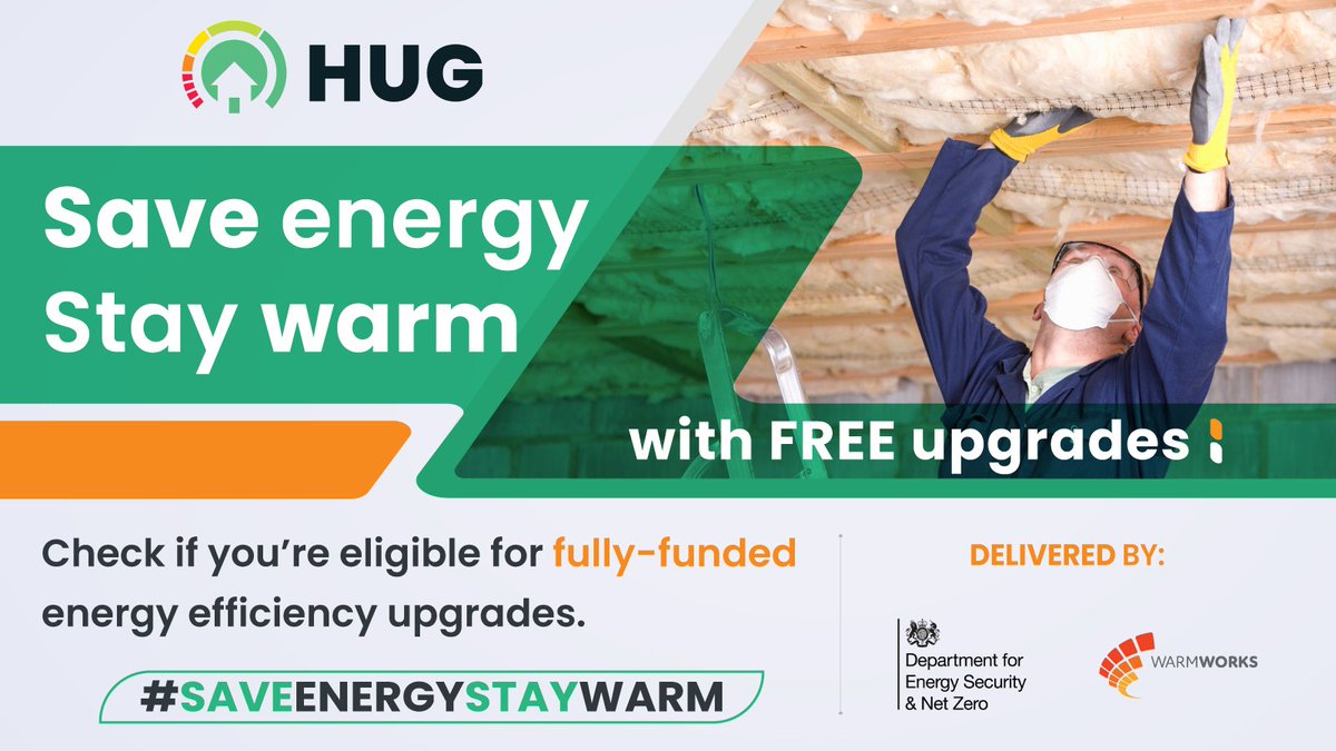 Get ahead for winter 2024 by boosting your home's energy efficiency! 🏡 If your home is not heated by mains gas, you could receive fully-funded upgrades from insulation to low carbon heating systems. To find out if you're eligible, visit: hugapply.co.uk