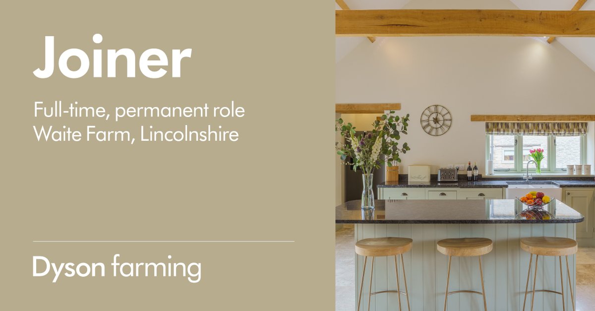 We have an exciting opportunity to join our Property Team as Joiner. Based in Lincolnshire, this role covers a huge variety of tasks from refurbishment to barn conversions. Find out more and apply at dysonfarming.com/vacancy/joiner… #joinery #lincolnshire