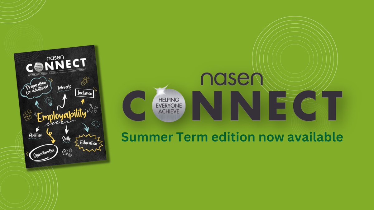 The latest edition of nasen #Connect is here! ✨ Discover innovative settings maximizing #employability. ✨ Learn how a new curriculum eases #student transitions. ✨ Dive into research on sub vocal #speech for #PMLD communication. Read for #FREE: ow.ly/ohB450RGOOh