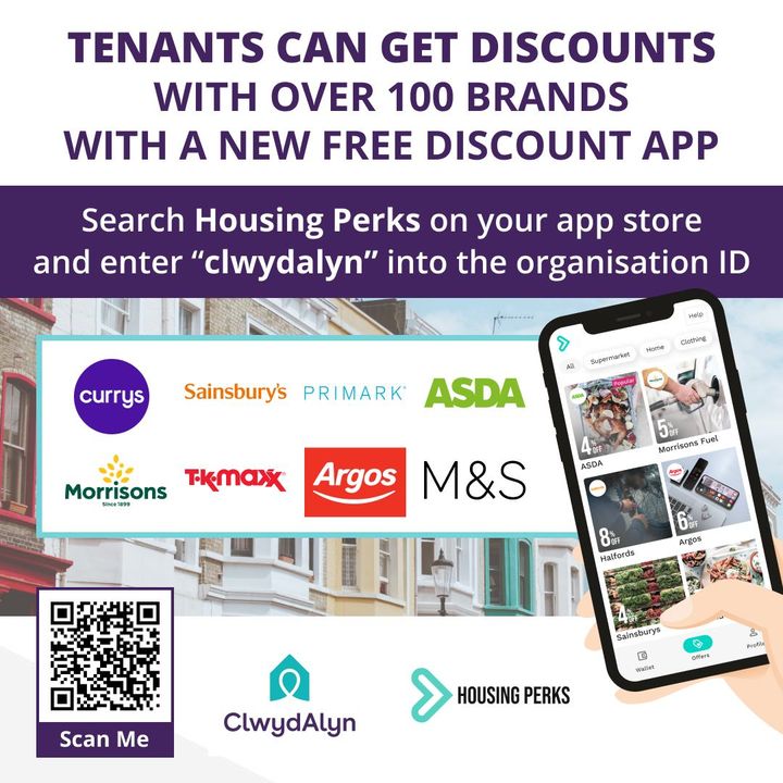 ClwydAlyn residents looking to save on your shopping? Housing Perks is a FREE app offering up to 20% discounts on some of the biggest high street and online retailers. Learn how to sign up here: youtube.com/watch?v=D-FRyH…. All you need is your tenancy reference number.