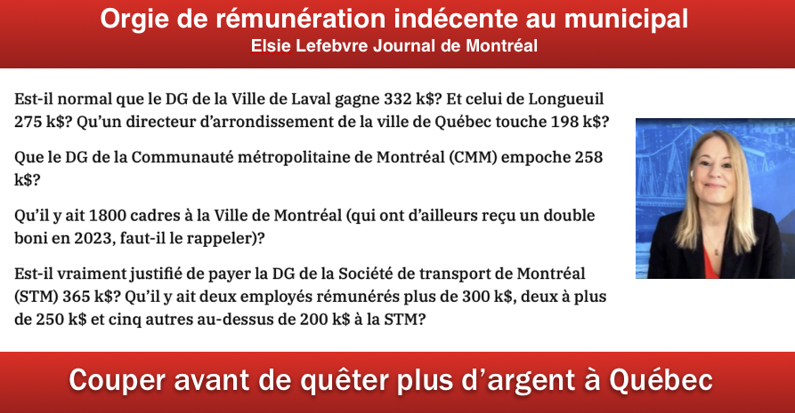 La rémunération au niveau municipal, que l’Institut de la statistique du Québec estime en moyenne 30% supérieure à celle des fonctionnaires du gouvernement du Québec, est préoccupante.
#polmtl #polqc
