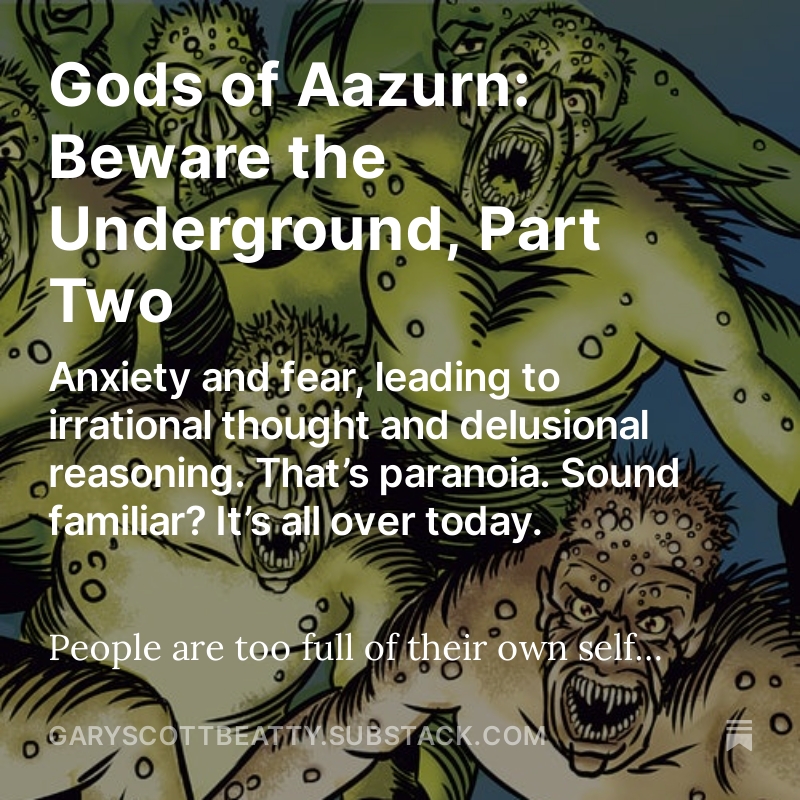 This week in Gods of Aazurn: conclusion to Beware the Underground. Start reading this series before older chapters are stuck behind a paywall! Subscribe for free weekly chapters. garyscottbeatty.substack.com #garyscottbeatty #strangehorror #lovecraft #horror #webcomic #godsofaazurn