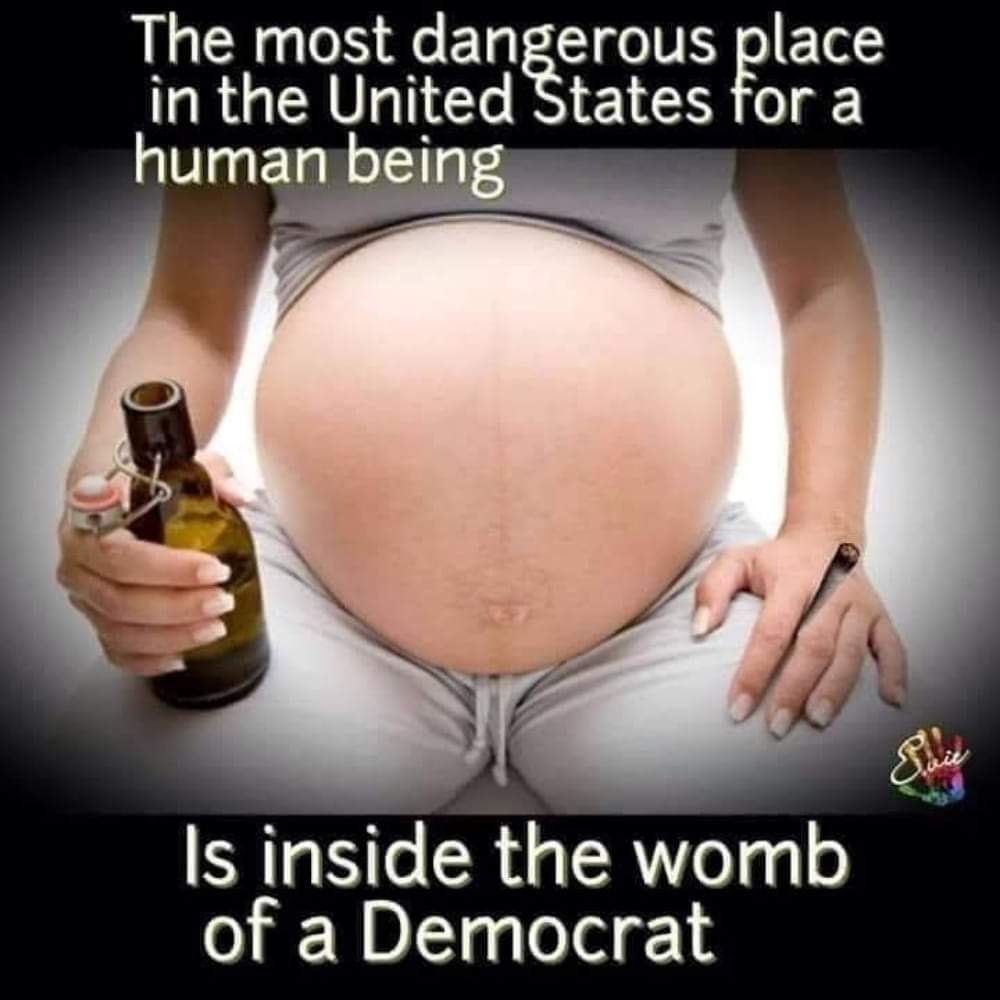 The most dangerous place in the U.S. for a human being is inside the womb of a Democrat!