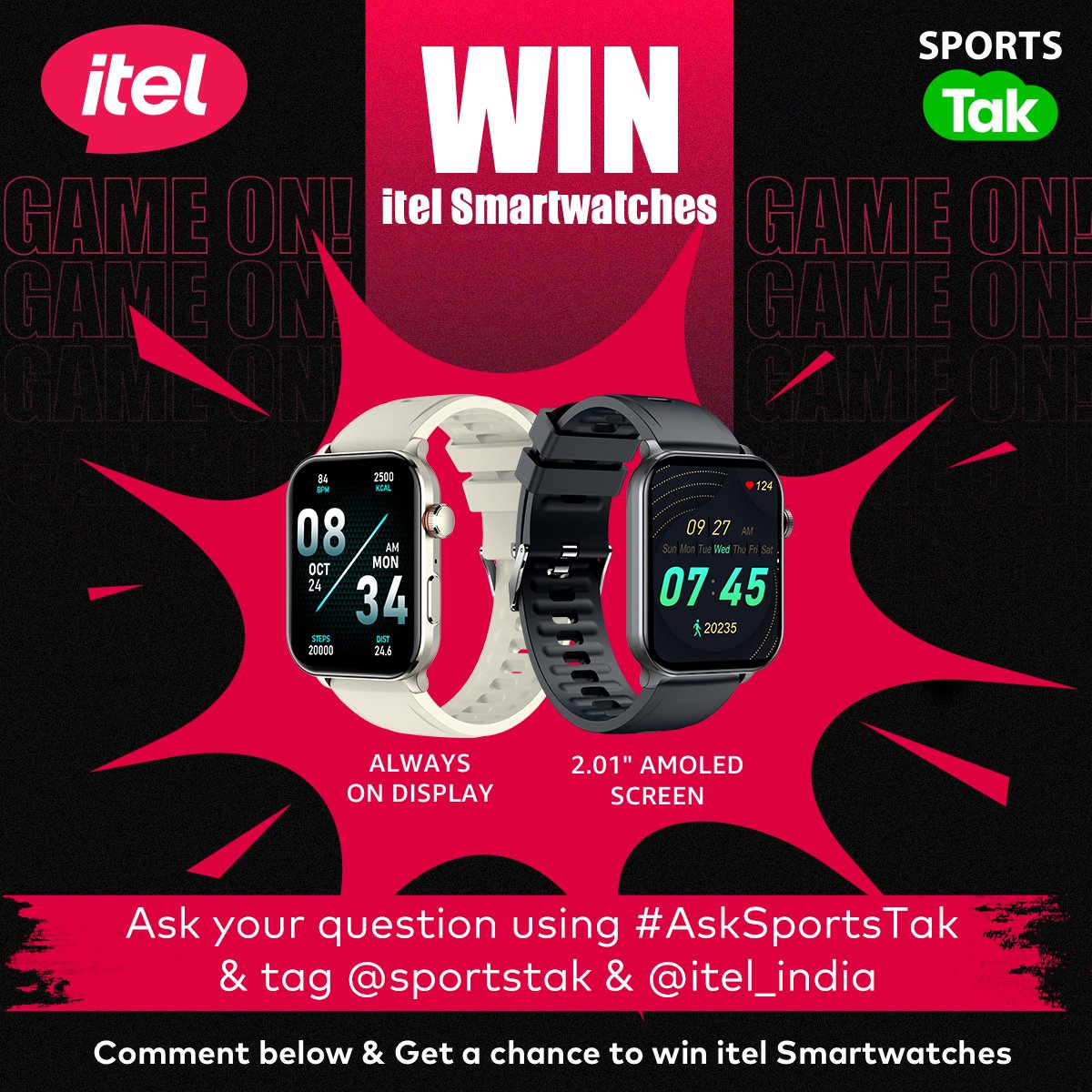 The game is on! Drop your cricket queries with #AskSportsTak and tag @sportstak and @Itel_india for a chance to win an amazing Itel smartwatch. #contest #win #prizes #explore #explorepage #itel #sportstak #gadgets #smartwatch #IPL