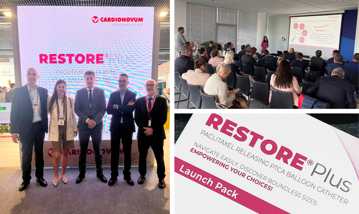 IzasaMedical's tweet photo. Estamos presentes en el lanzamiento💥del nuevo🆕 balón liberador de droga paclitaxel, #RestorePlus® de #Cardionovum, en el Congreso de #EuroPCR2024. Una solución diseñada para las lesiones y anatomías más complejas 🔍, con una capacidad de abordaje de 📏1.5mm a 40mm.

#IzasaMedical #EUROPCR2024 #RestorePlus @PCRonline
