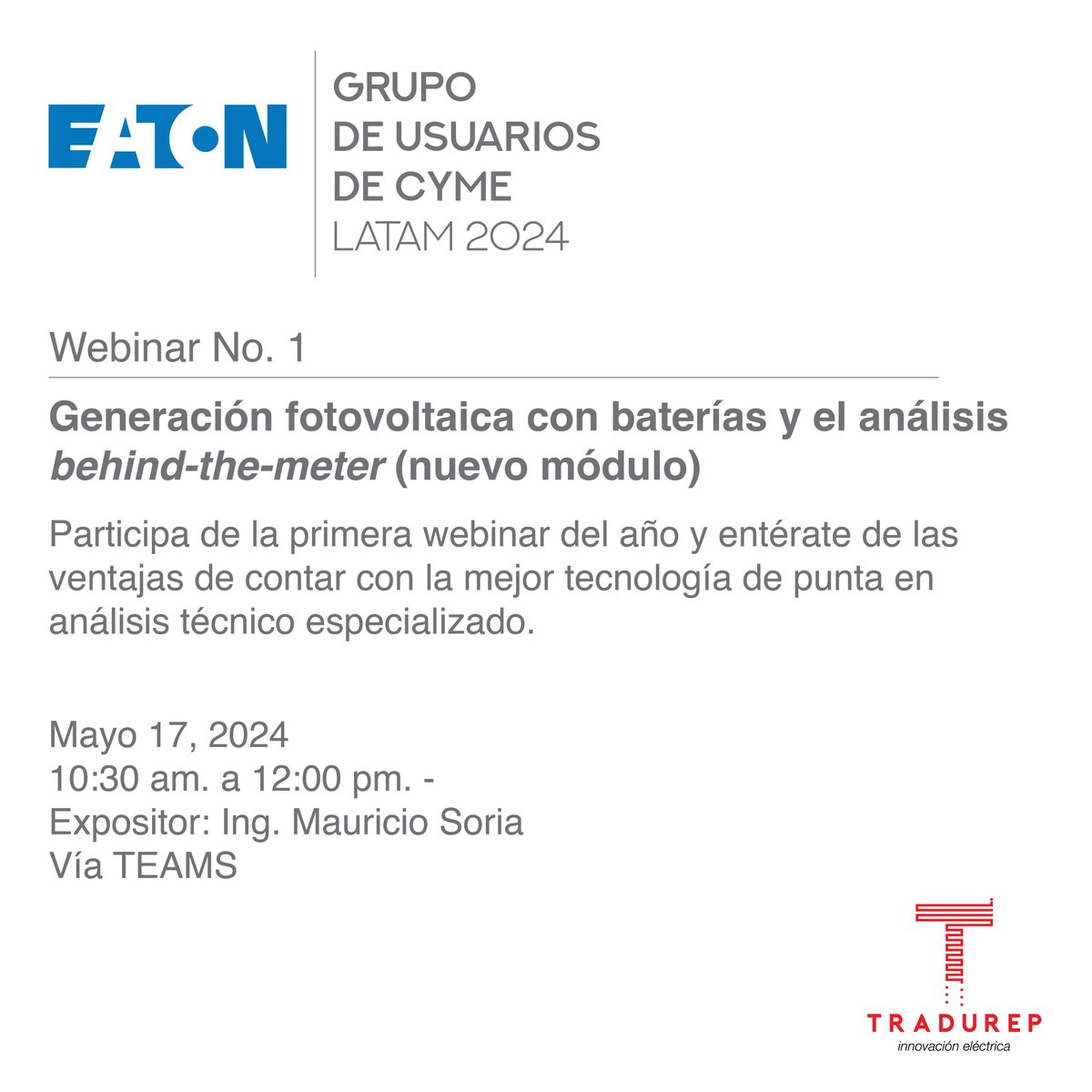 TradurepOficial's tweet photo. Abiertas las inscripciones para la nueva serie de 10 webinars sobre los programas de análisis técnico de CYME con ejemplos prácticos. Solicita el enlace de inscripción y conoce las oportunidades que puedes aprovechar para tus proyectos eléctricos de distribución. #CYME https://t.co/bqCBD32fZd