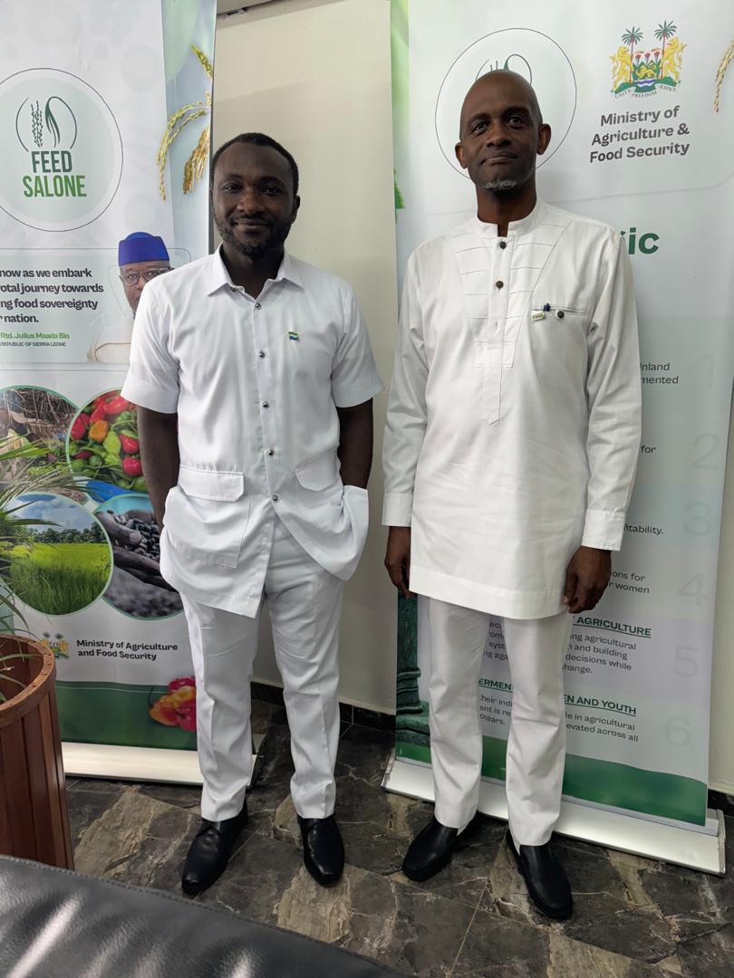 Our Executive Director Dr. @aggreyagumya paid a courtesy visit to Dr Henry Musa Kpaka @hmkpaka , Minister of Agriculture and Food Security for Sierra Leone.