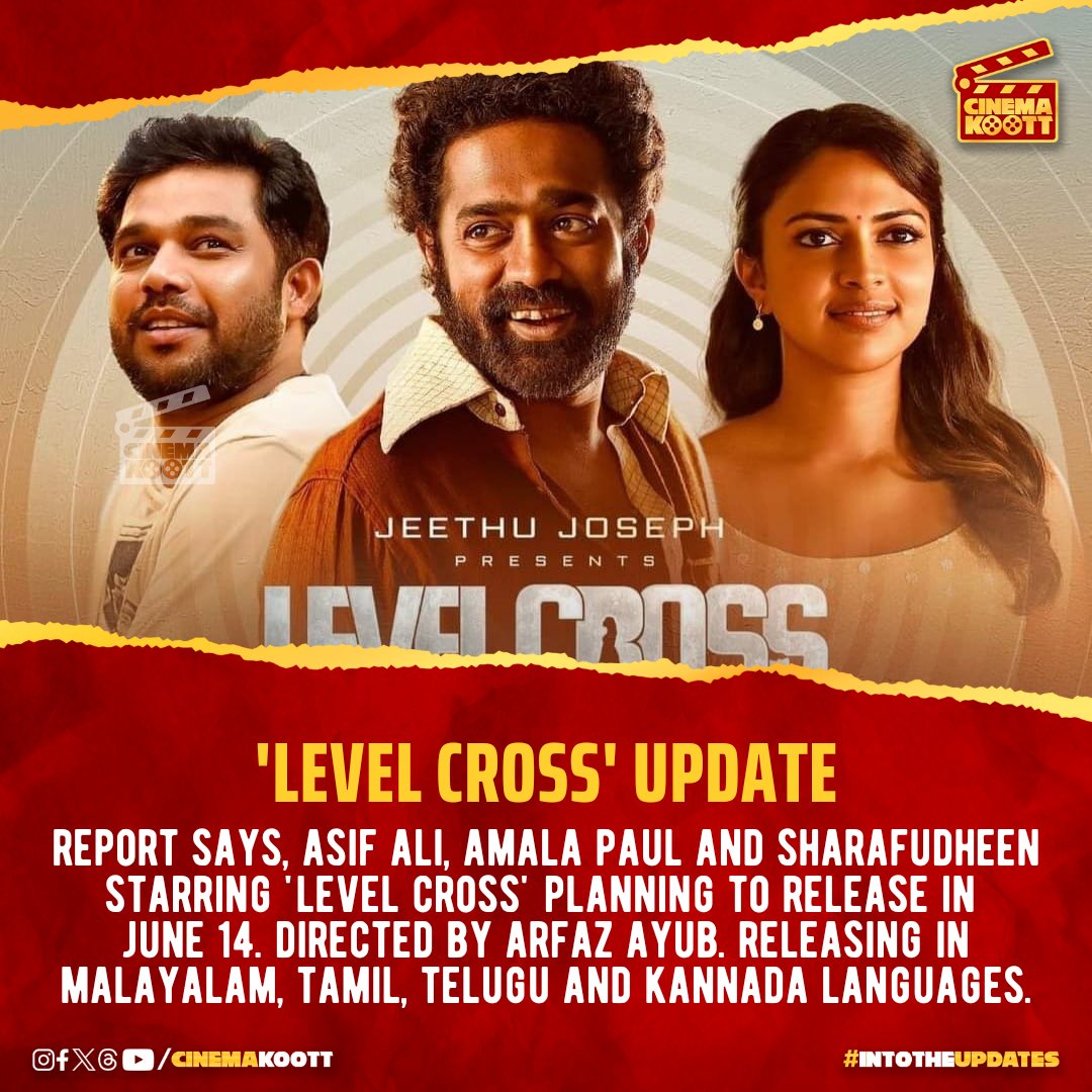 'Level Cross' Update 

#LevelCross #AsifAli #AmalaPaul #Sharafudheen #ArfazAyub 

_
#intotheupdates #cinemakoott