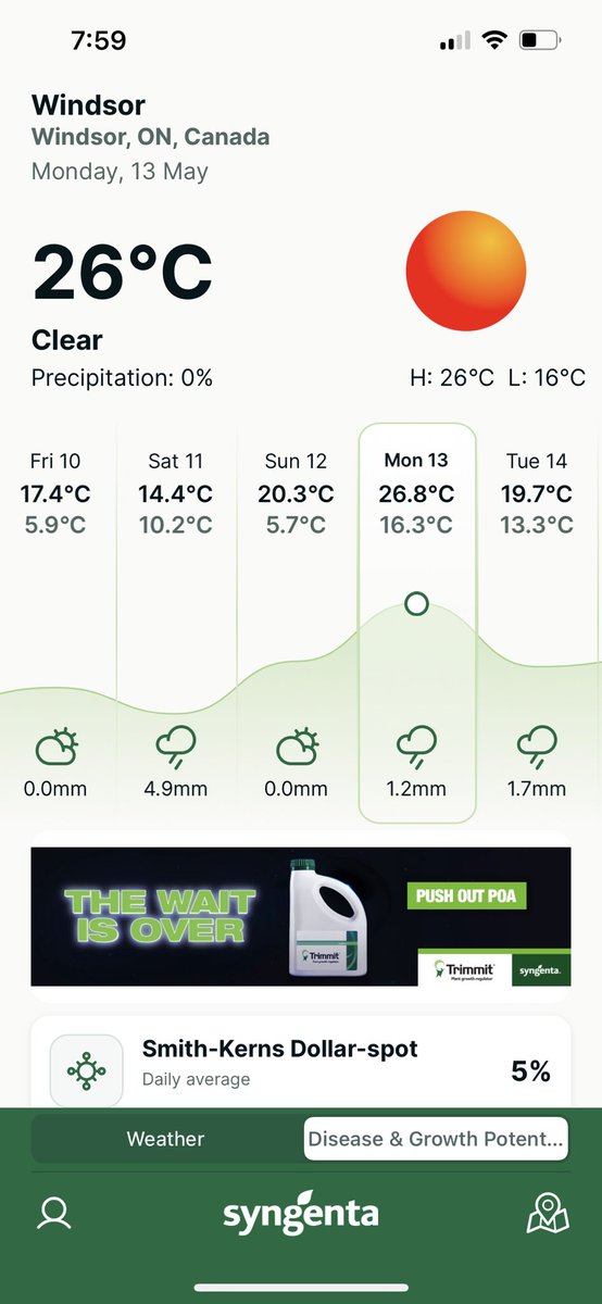 Bryce__Allan's tweet photo. As we move into the middle of May taking a peek at #TurfAdvisor data across Ontario
Lots of information at your fingertips to help guide decision making #weather #smithkerns #dollarpot #turflife @SyngentaTurfCA https://t.co/4REIEdaf3X