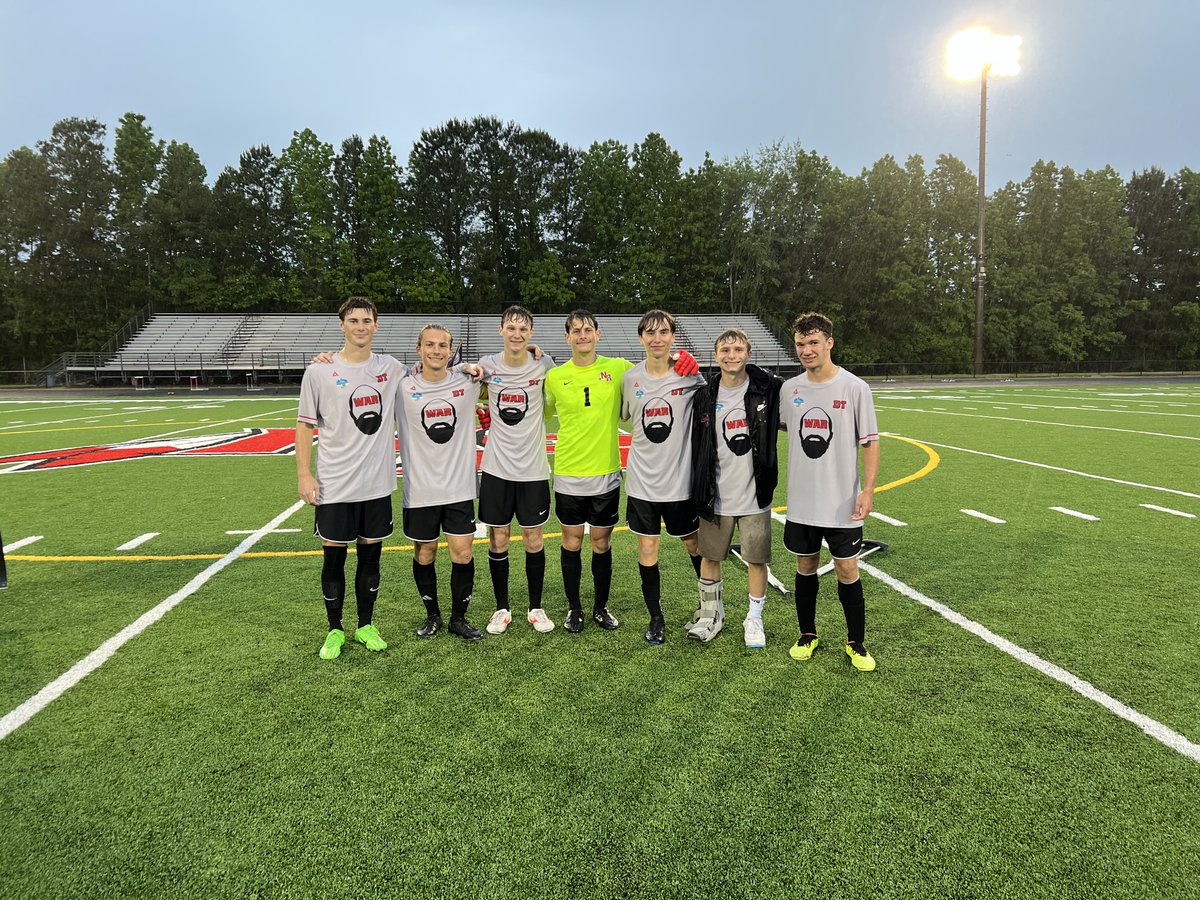 Congratulations to the boys soccer team seniors:   From L to R.  Nick Conboy, Theo Butler, Devin Baummer, Mason Ternes, Ethan Whiteowl, Zack Weaver and Mason Hirsch #WarriorStrong